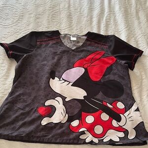 Gently Loved Disney Minnie/Mickie Mouse Womens Scrub Top